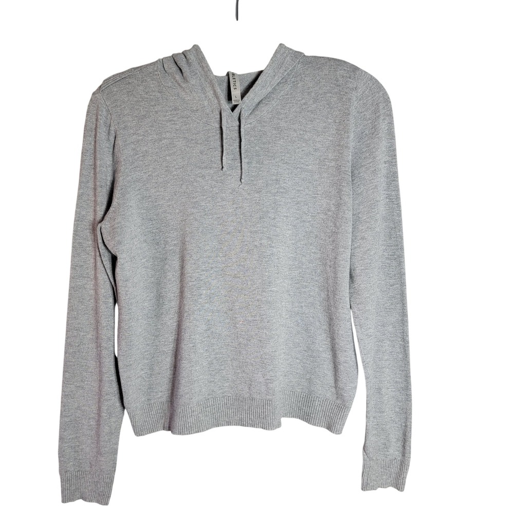 Fabletics Womens Grey Hooded Lightweight Split Back Sweater L Long Sleeve